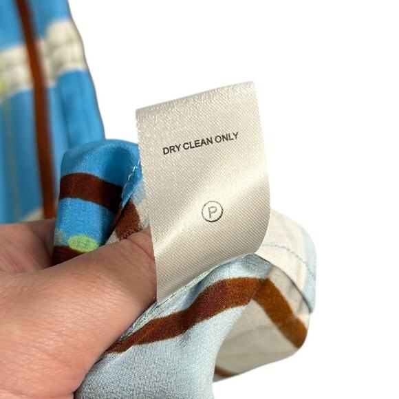 Hunter Bell Blue Cream Brown Hawthorne Plaid 100% Silk Casper Dress Womens 10 - Picture 4 of 5